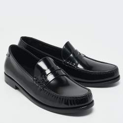 Pre Owned Saint Laurent Black Glossy Leather Penny Loafers Size 44