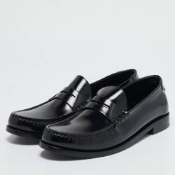 Saint Laurent Black Leather Le Penny Loafers Size 44