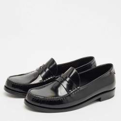 Saint Laurent Black Patent Leather Penny Loafers Size 41.5