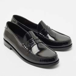 Saint Laurent Black Patent Leather Penny Loafers Size 41.5