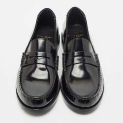 Saint Laurent Black Patent Leather Penny Loafers Size 41.5