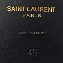 Saint Laurent Black Leather Cassandre Thong Sandals Size 45