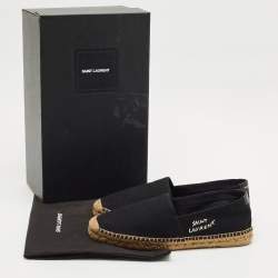 Saint Laurent Black Canvas Logo Embroidered Espadrilles Size 42