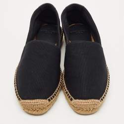 Saint Laurent Black Canvas Logo Embroidered Espadrilles Size 42