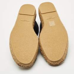 Saint Laurent Black Canvas Logo Embroidered Espadrilles Size 42