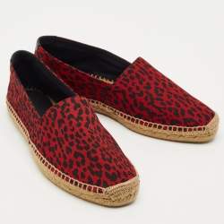 Saint Laurent Black/Red Canvas Slip On Espadrille Size 43