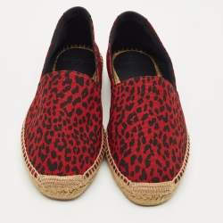 Saint Laurent Black/Red Canvas Slip On Espadrille Size 43