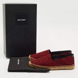 Saint Laurent Black/Red Canvas Slip On Espadrille Size 43