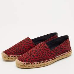 Saint Laurent Black/Red Canvas Slip On Espadrille Size 43