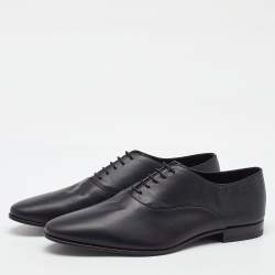 Pre Owned Saint Laurent Black Leather Lace Up Oxford Size 42