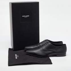 Pre Owned Saint Laurent Black Leather Lace Up Oxford Size 42