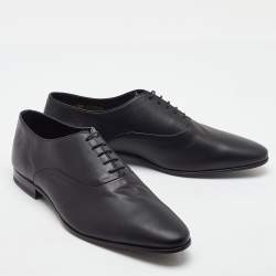 Pre Owned Saint Laurent Black Leather Lace Up Oxford Size 42