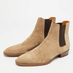 Pre Owned Saint Laurent Wyatt Size 43 Beige Suede Ankle Length Boots