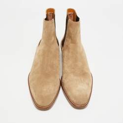 Pre Owned Saint Laurent Wyatt Size 43 Beige Suede Ankle Length Boots
