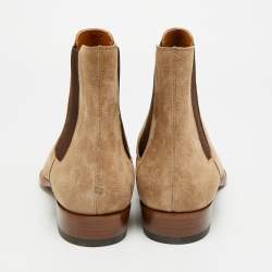 Pre Owned Saint Laurent Wyatt Size 43 Beige Suede Ankle Length Boots
