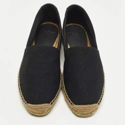 Pre Owned Saint Laurent Size 42 Black/Beige Embroidered Canvas Slip On Espadrilles