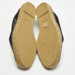 Pre Owned Saint Laurent Size 42 Black/Beige Embroidered Canvas Slip On Espadrilles