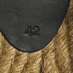 Pre Owned Saint Laurent Size 42 Black/Beige Embroidered Canvas Slip On Espadrilles