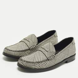 مملوكة مسبقًا حذاء لوفرز بني جلد بيج/أسود سان لوران مقاس 42