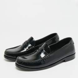 Pre Owned حذاء لوفرز سان لوران بيني جلد أسود مقاس 43