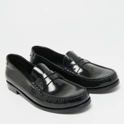 Pre Owned حذاء لوفرز سان لوران بيني جلد أسود مقاس 43