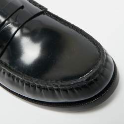 Pre Owned حذاء لوفرز سان لوران بيني جلد أسود مقاس 43