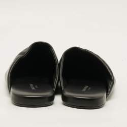 Pre Owned Saint Laurent Size 44 Black Leather Flat Mules