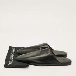 Pre Owned Saint Laurent Size 44 Black Leather Flat Mules