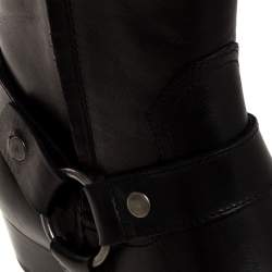 Saint Laurent Black Leather Harness Ankle Boots Size 42