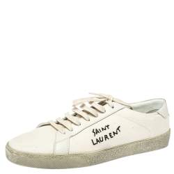 Saint Laurent Paris White Canvas Elba Light Sneakers Size 44