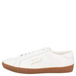 Saint Laurent White Leather SL/06 Embroidered Court Classic Sneakers Size EU 43