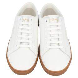 Saint Laurent White Leather SL/06 Embroidered Court Classic Sneakers Size EU 43