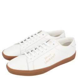 Saint Laurent White Leather SL/06 Embroidered Court Classic Sneakers Size EU 43