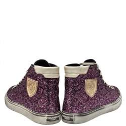 Saint Laurent Purple Glitter High Top Sneakers Size 40