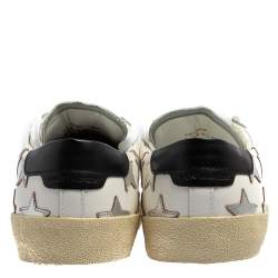 Pre Owned حذاء ر ياضي سان لوران منخفض من أعلى رقعة نجوم جلد أبيض مقاس 39.5