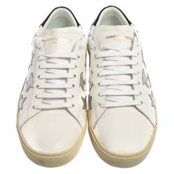 Pre Owned حذاء رياضي سان لوران منخفض من أعلى رقعة نجوم جلد أبيض مقاس 39.5