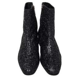 مملوكة مسبقًا حذاء بوت كاحل سان لوران شلسي غليتر أسود مقاس 40