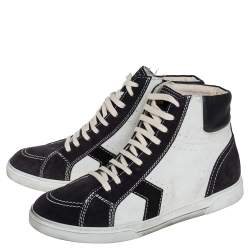 مملوكة مسبقًا Saint Laurent White/Black Suede Colorblock High top Sneakers Size 44