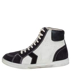 مملوكة مسبقًا Saint Laurent White/Black Suede Colorblock High top Sneakers Size 44
