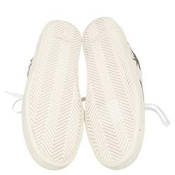 مملوكة مسبقًا حذاء رياضي سان لوران بالم تري جلد أبيض بعنق منخفض مقاس 41