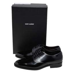 Pre Owned Saint Laurent Black Leather Montaigne Lace Up Derby Size 38.5