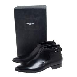 Saint Laurent Black Leather Army Ankle Boots Size 43.5