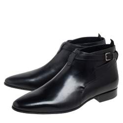 Saint Laurent Black Leather Army Ankle Boots Size 43.5