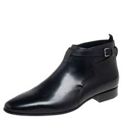 Saint Laurent Black Leather Army Ankle Boots Size 43.5
