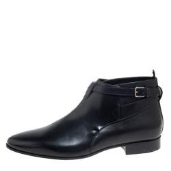 Saint Laurent Black Leather Army Ankle Boots Size 43.5