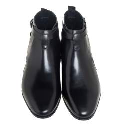 Saint Laurent Black Leather Army Ankle Boots Size 43.5