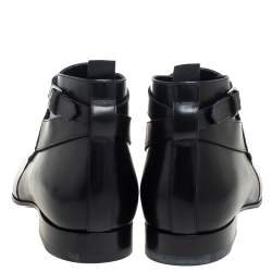 Saint Laurent Black Leather Army Ankle Boots Size 43.5