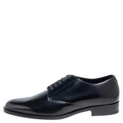 Saint Laurent Black Leather Montaigne Lace Up Derby Size 44.5