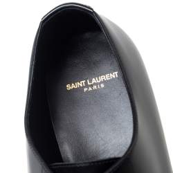 Saint Laurent Black Leather Montaigne Lace Up Derby Size 44.5
