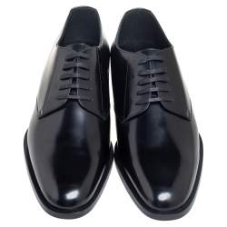 Saint Laurent Black Leather Montaigne Lace Up Derby Size 44.5